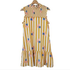 Anthropologie THML Short Smocked Neck Stripe Dress